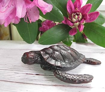 Blue Orchid Small Resin Sea Turtles - Loggerhead Sea Turtle Figure - Good Luck Feng Shui Sculpture Collectible for Table Top or Wall Hanging - 4